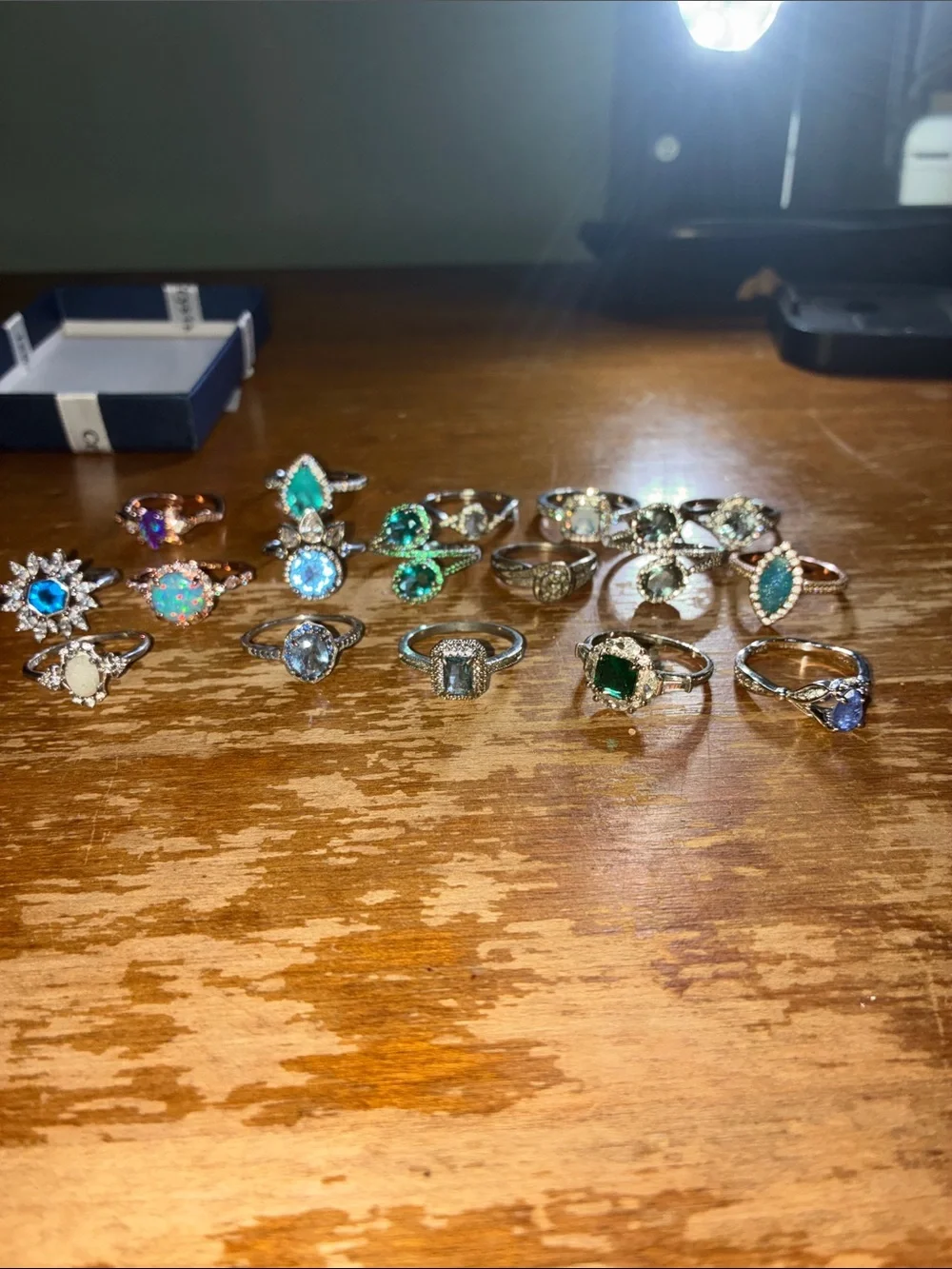 Mixed Gemstone Silver-Tone Rings Set - Multi Color - Picture 2 of 4
